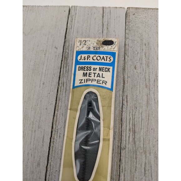 Vintage J&P Coats Dress or Neck Opening Metal Zipper 12" Slate 26 - Picture 3 of 4